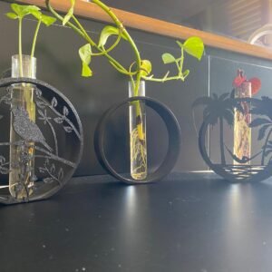 סט 3 מעמדים לייחורים בעיצוב ערסל מרגיע מודרני אלגנטי שחור - דקורציה חיה ונושמת